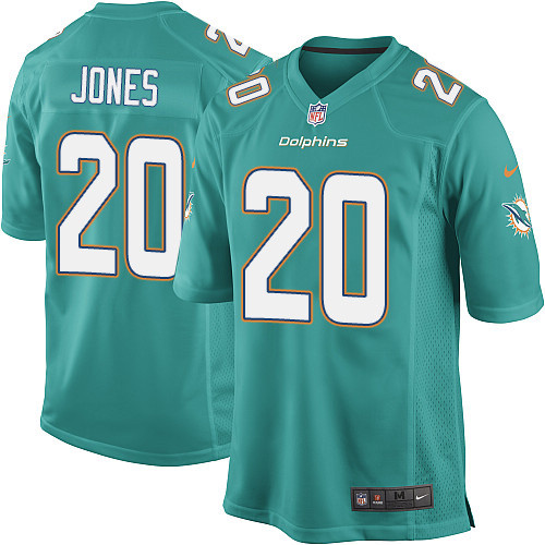 Men's Game Reshad Jones Nike Jersey Aqua Green Home - #20 NFL Miami Dolphins